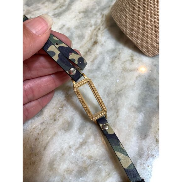 Locket with Crystals Camouflage Leather Wrap Bracelet #memories - Picture 4 of 5